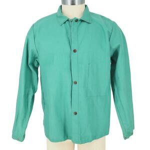 Proban FR-7A Shirt Jacket Mens Large Flame Resistant Green Snaps Long Sleeve